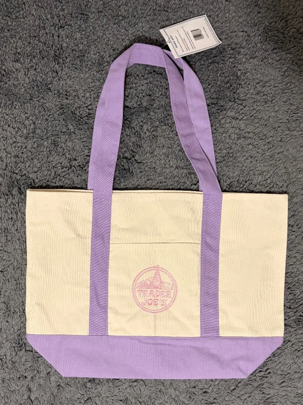 Trader Joe's Large Lavender Canvas Tote Bag - Picture 2 of 11